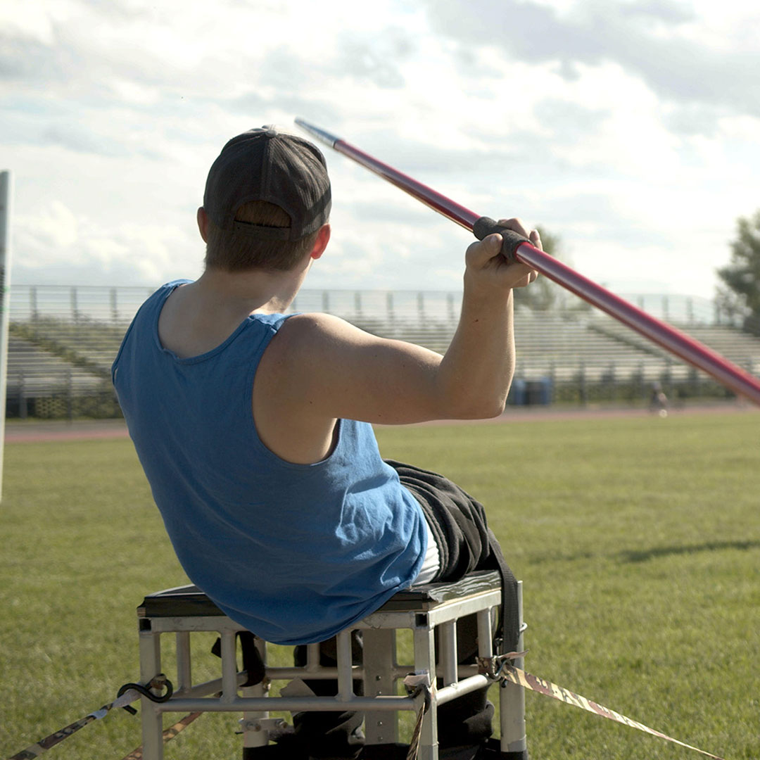 Para-athlete throwing a javelin